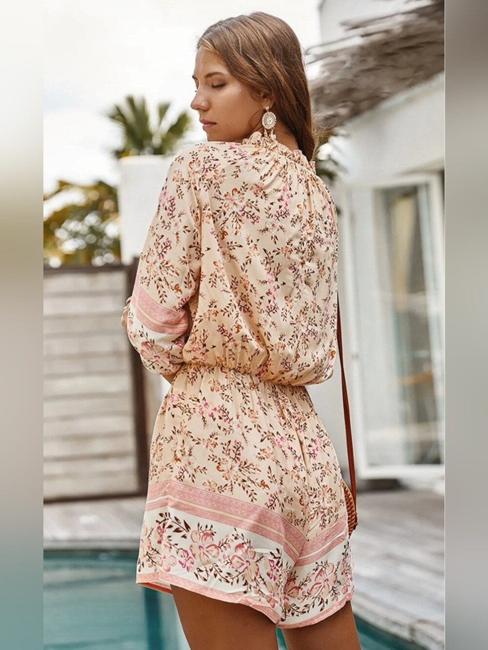 Miss Sparkling Floral Boho Romper Sz M Oversized Fit P2P 23-25 - Picture 3 of 4